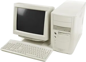 Vintage Desktop Computer Setup PNG image