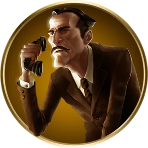 Vintage Detectivewith Binoculars PNG image