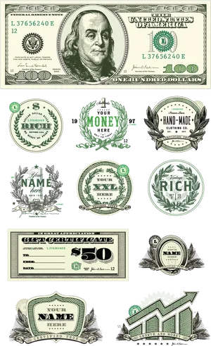 Vintage Dollar Design Elements PNG image