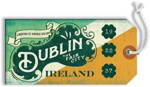 Vintage Dublin Luggage Tag PNG image