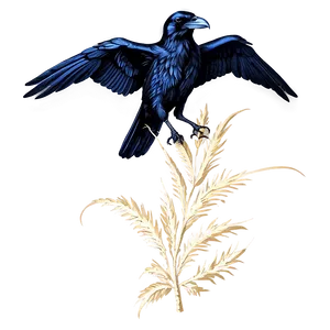 Vintage Engraved Raven PNG 06122024 PNG