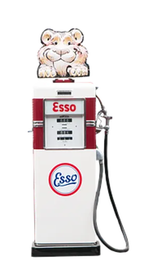 Vintage Esso Gas Pumpwith Tiger Topper PNG image