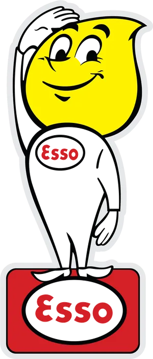 Vintage Esso Oil Drop Character PNG