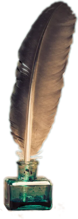 Vintage Feather Pen Inkwell.png PNG image