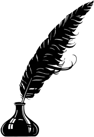 Vintage Feather Penand Inkwell PNG image
