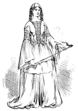 Vintage Female Minstrel Illustration