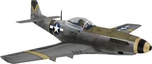 Vintage_ Fighter_ Plane_ P51_ Mustang PNG image