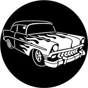 Vintage Flame Car Graphic PNG image