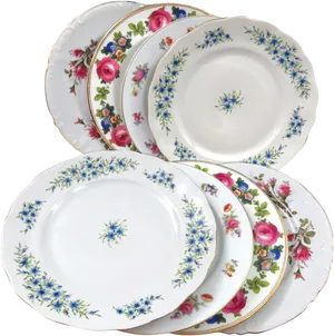 Vintage Floral Dinner Plates Set PNG image