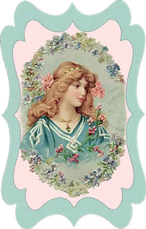 Vintage Floral Framed Woman