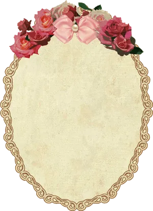Vintage Floral Framewith Pink Ribbon