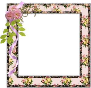 Vintage Floral Framewith Ribbon PNG image