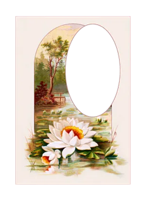 Vintage Floral Framewith Water Lily