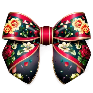 Vintage Floral Gift Bow PNG Mbt