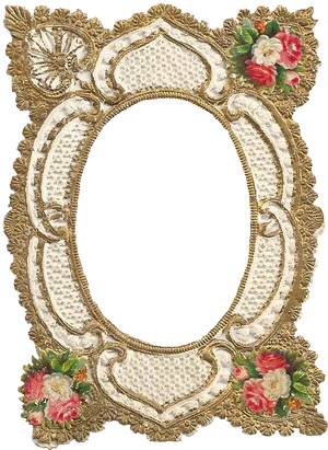 Vintage Floral Gold Frame PNG image