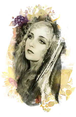 Vintage Floral Overlay Portrait