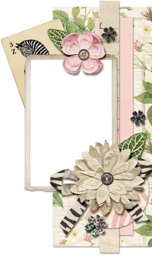 Vintage Floral Scrapbook Photo Frame PNG image