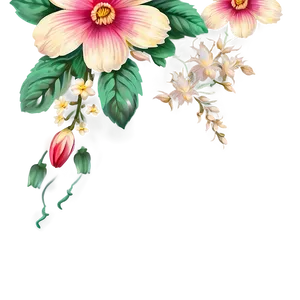 Vintage Flower Border PNG Jmk