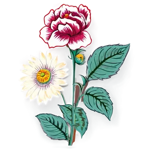 Vintage Flower Outline PNG Foa94 PNG