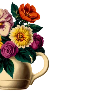 Vintage Flowers In Vase PNG Okb40