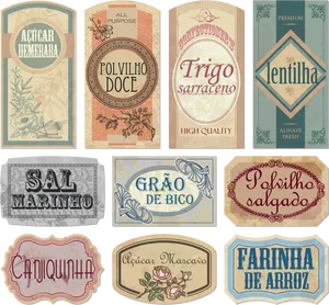 Vintage Food Labels Collection PNG