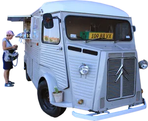 Vintage Food Truckwith Customer PNG