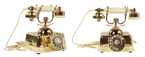 Vintage Golden Rotary Phones PNG image