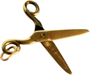 Vintage Golden Scissors Isolated PNG