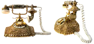 Vintage Golden Telephone Pair PNG image