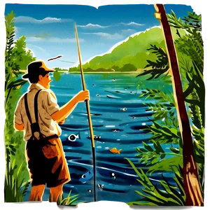 Vintage Gone Fishing Poster Png Mrq PNG image