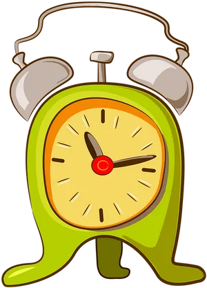 Vintage Green Alarm Clock Illustration PNG