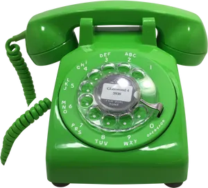 Vintage Green Rotary Telephone PNG