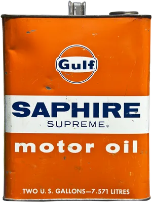 Vintage Gulf Saphire Supreme Motor Oil Can PNG