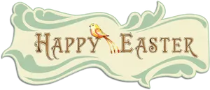 Vintage Happy Easter Bannerwith Bird PNG image