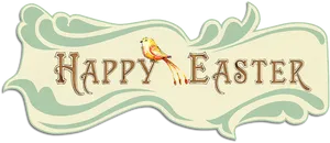 Vintage Happy Easter Bannerwith Bird