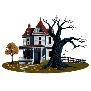 Vintage Haunted House Illustration PNG 81