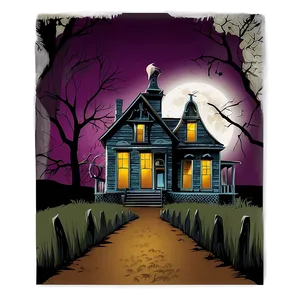 Vintage Haunted House Illustration PNG 85