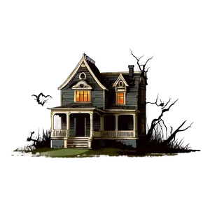 Vintage Haunted House Illustration PNG Guc
