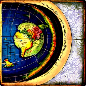 Vintage Hemisphere Map PNG 06132024 PNG