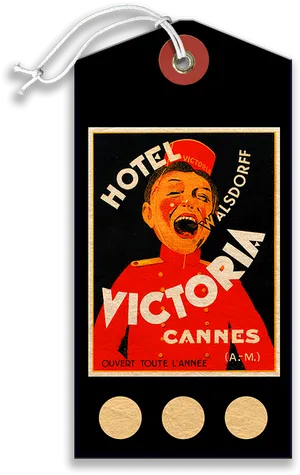 Vintage Hotel Victoria Luggage Tag PNG