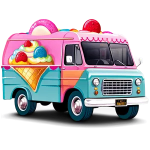 Vintage Ice Cream Truck Illustration PNG Iaa3 PNG