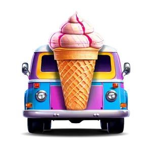 Vintage Ice Cream Truck Illustration PNG Uta