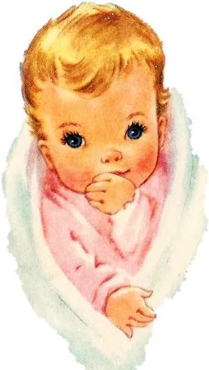 Vintage Illustrated Baby PNG
