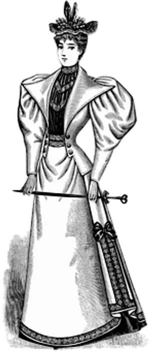 Vintage Illustration Elegant Woman Sword
