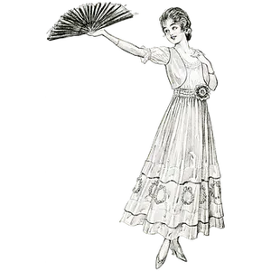 Vintage Illustration Elegant Woman With Fan