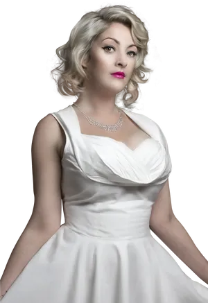 Vintage Inspired Modelin White Dress PNG image