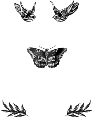 Vintage Inspired Swallow Butterfly Tattoo Design PNG image