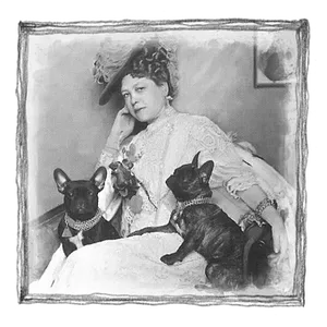 Vintage Ladywith French Bulldogs