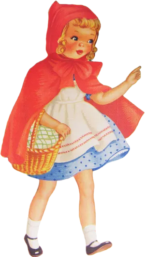 Vintage Little Red Riding Hood Illustration PNG image