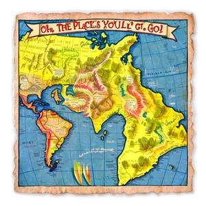 Vintage Map Oh The Places You'll Go PNG 06212024